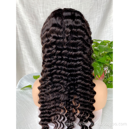 100 deep Wave Virgin Human Hair HD Lace Front Wig Pre Plucked 13*4 Cuticle Aligned Human Virgin Hair Wig Double Drawn